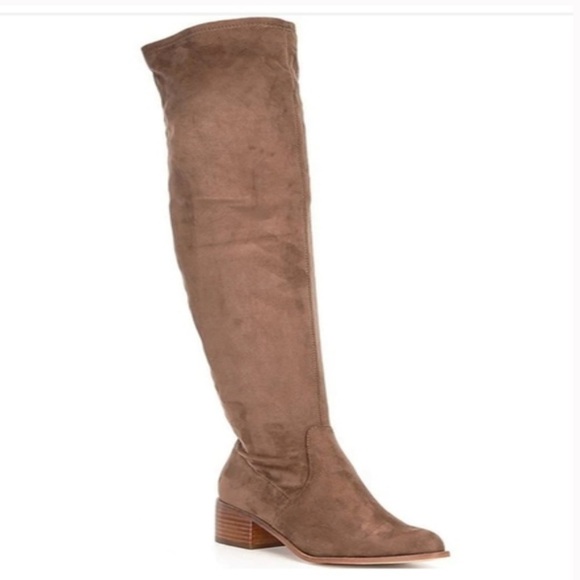 NEW Steve Madden Sadie Over-The-Knee Block Heel Boots in Light Taupe size 6.5 - Picture 1 of 13